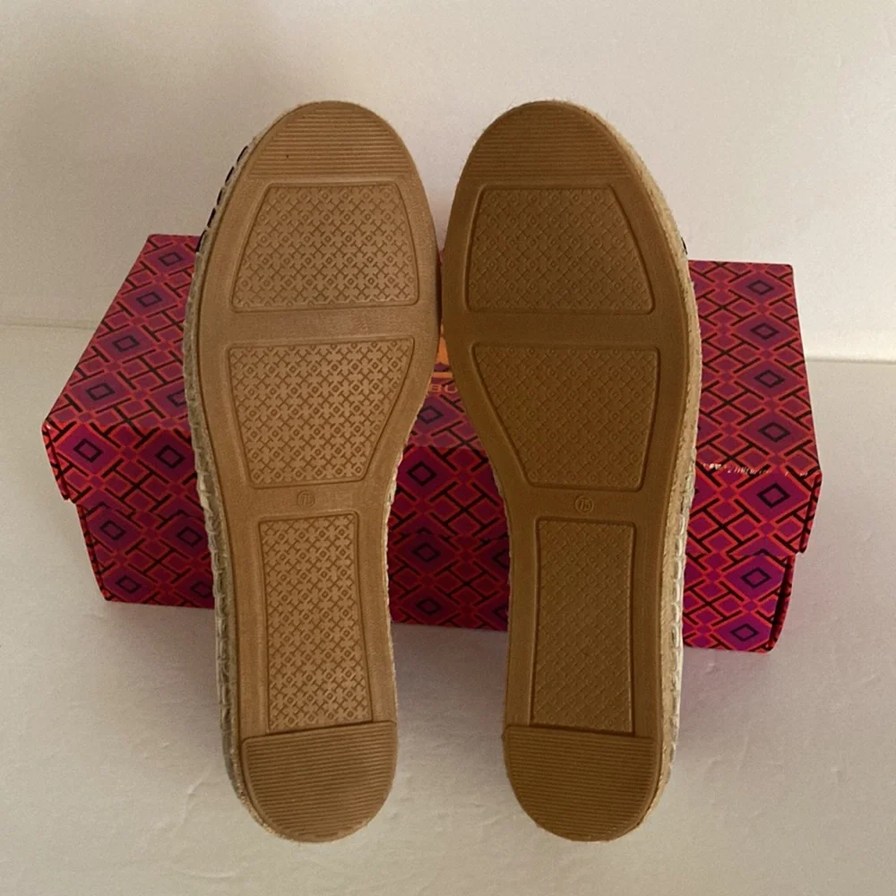 TORY BURCH Leather Color Block Flat Espadrille 7.5
